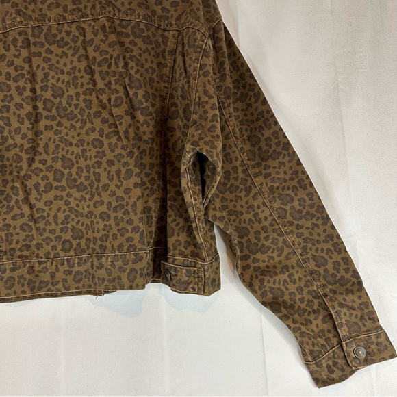 AMERICAN EAGLE Women’s Size XXL Denim Jean Jacket Coat Leopard Print Trucker - Picture 13 of 16